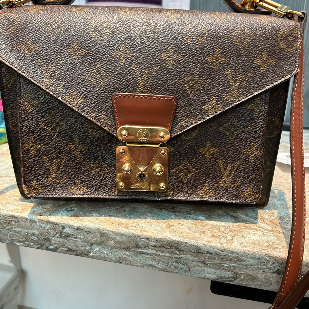 Louis Vuitton Brown Monogram Crossbody with Gold Accents